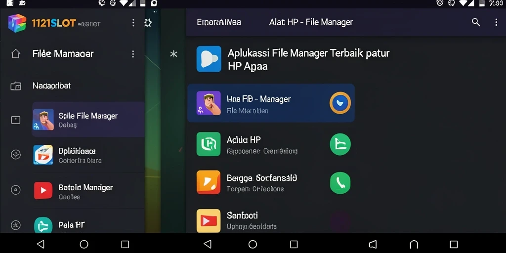 Tampilan antarmuka utama 1121SLOT dengan fitur pengelolaan file.