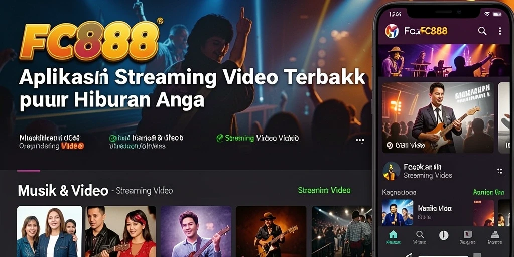 Tampilan antarmuka utama aplikasi FC888 untuk Streaming Video.