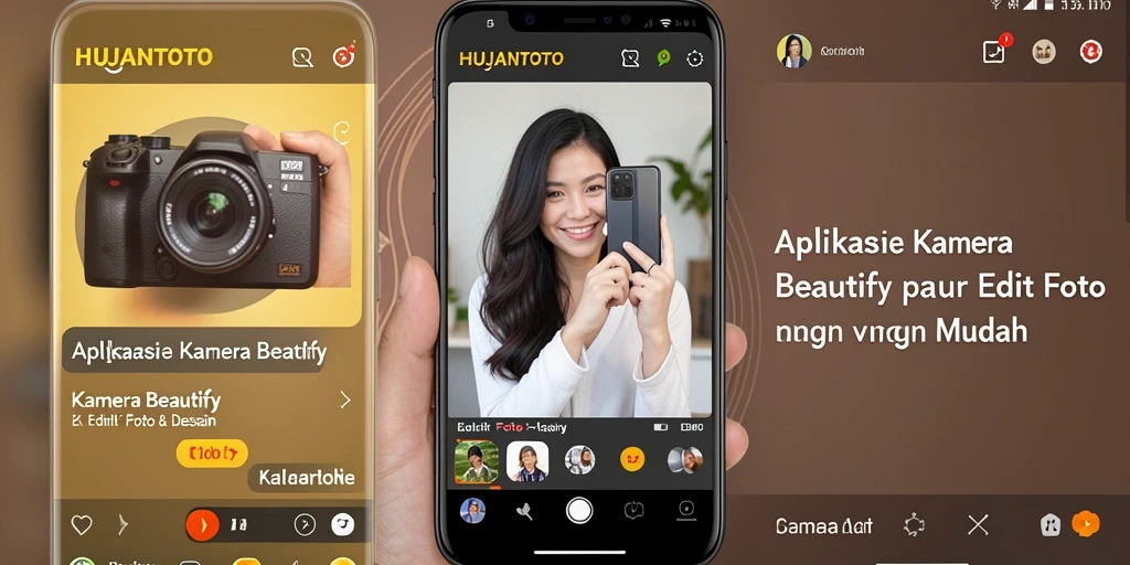 Antarmuka HUJANTOTO yang user-friendly dengan berbagai fitur Kamera Beautify.