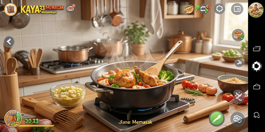 Tampilan antarmuka KAYA33 saat memasak hidangan lezat.