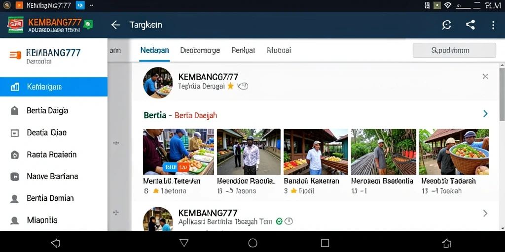 Antarmuka KEMBANG777 menampilkan berita daerah terkini dengan desain yang menarik.