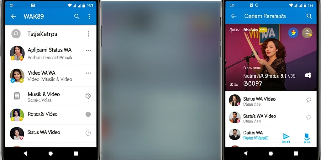 Tampilan antarmuka aplikasi WAK89 untuk Status WA Video yang menarik.